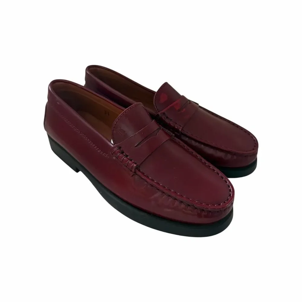 Tod’s Junior Penny Loafers Burgundy Leather Kids EU 31 Classic Dress Shoes